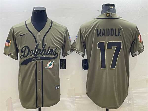 Men's Miami Dolphins #17 Jaylen Waddle Olive 2022 Salute To Service Cool Base Stitched Baseball Jersey,We sell and wholesale Men's Miami Dolphins #17 Jaylen Waddle Olive 2022 Salute To Service Cool Base Stitched Baseball Jersey on line form chian!